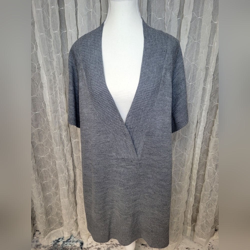 Coldwater Creek Short Sleeve Tunic V-Neck 100% Acrylic Sweater